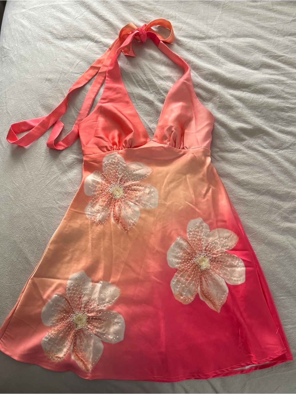 NWOT Princess Polly Laleisa Beaded Halter Mini Dress Multi - Picture 4 of 12